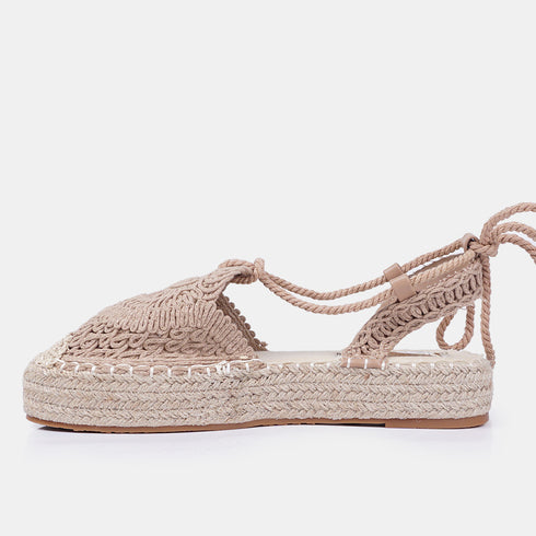 Sandalias de esparto mujer con plataforma taupe Rocío