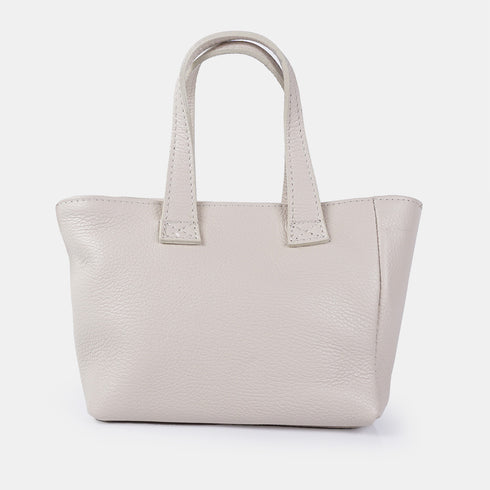 Bolsa de ombro de senhora em pele com alça de mão bege Helia