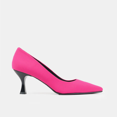 Zapato con tacón de licra fucsia Meryl
