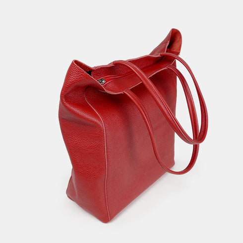 Mala tote de senhora em pele para personalizar vermelha Amy