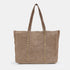 Mala shopper de mulher em camurça com tachas caqui Alexandra