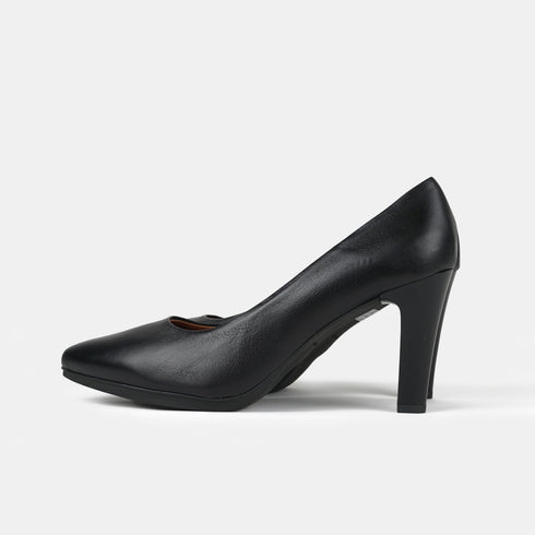 Sapatos de salto 8cm de pele preta Tania