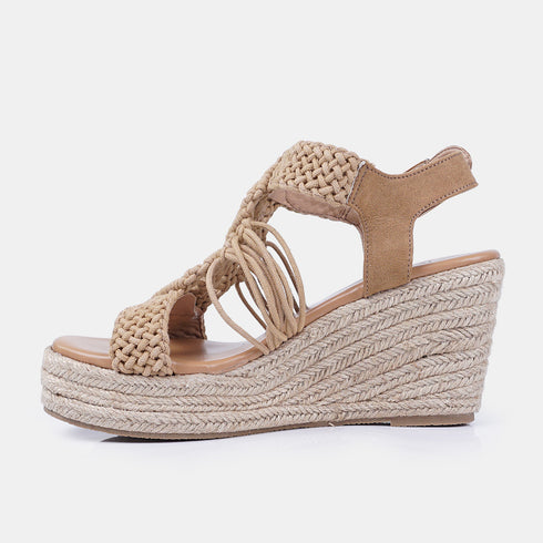 Sandalias con cuña de esparto marrón Soraya