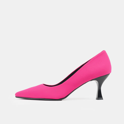 Zapato con tacón de licra fucsia Meryl
