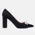 Zapatos con tacón de ante con piedras glamourosas negro Brigitte