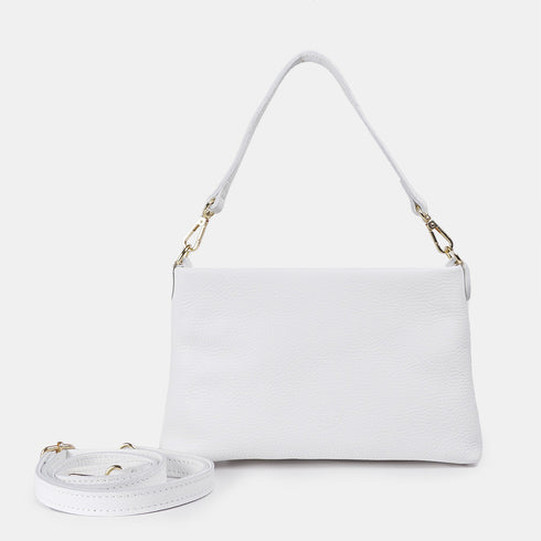 Bolso de mano y bandolera de piel para mujer blanco Ariadna