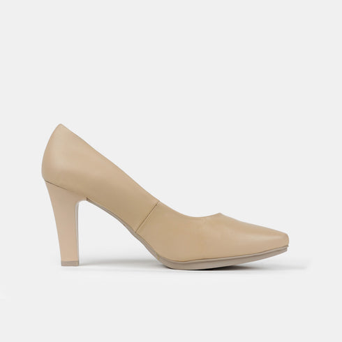 Sapatos de salto 8cm em pele bege Tania