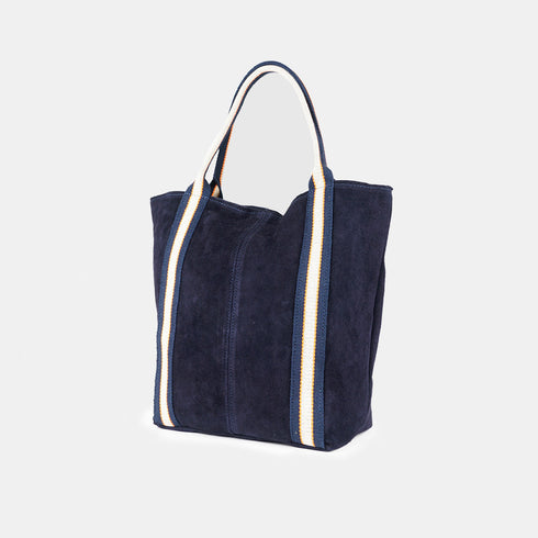 Mala tote em pele de camurça para senhora personalizável azul Sarah
