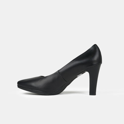 Sapatos de salto 8cm de pele preta Tania