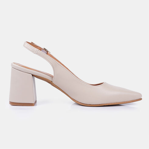 Zapatos con tacón para mujer de piel beige Mary