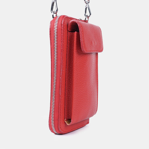 Bolsas para telemóvel e carteira em pele vermelha Cira