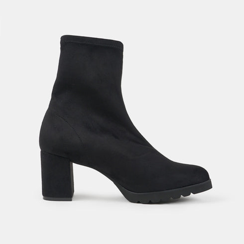 Botines de tacón mujer de antelina negro Pineda