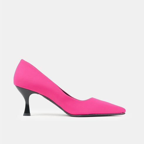 Zapato con tacón de licra fucsia Meryl