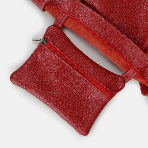 Mala tote de senhora em pele para personalizar vermelha Amy