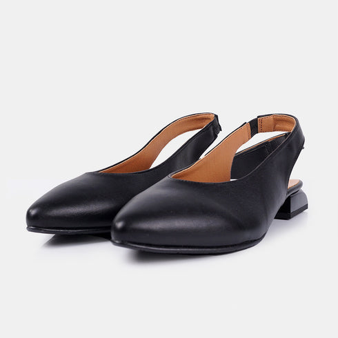 Sapatos rasos de pele pretos Beatriz para mulher
