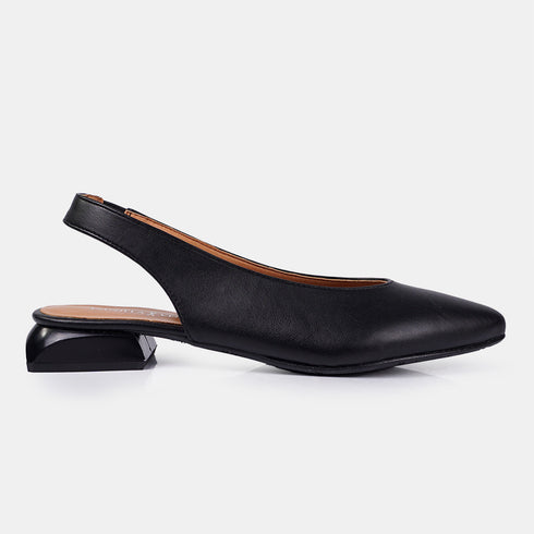 Sapatos rasos de pele pretos Beatriz para mulher