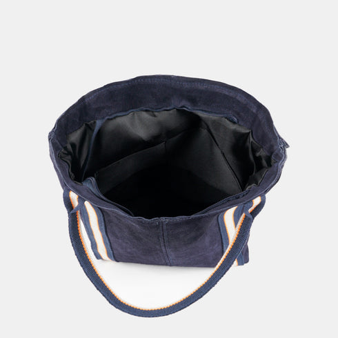 Mala tote em pele de camurça para senhora personalizável azul Sarah