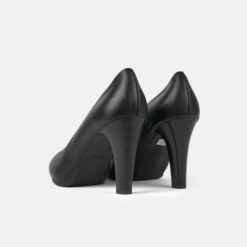 Sapatos de salto 8cm de pele preta Tania
