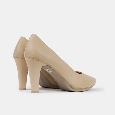 Sapatos de salto 8cm em pele bege Tania
