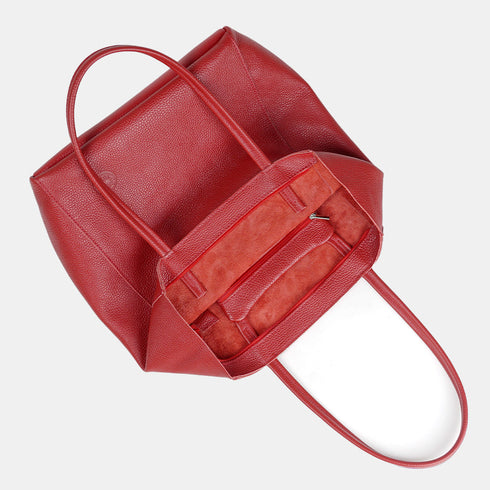 Mala tote de senhora em pele para personalizar vermelha Amy