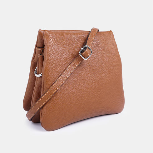 Bolso bandolera para mujer con tres compartimentos marrón Noelia