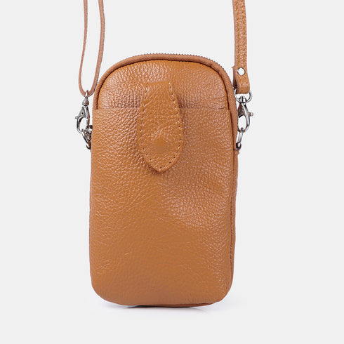 Bolsas para telemóvel em pele castanha Cintia