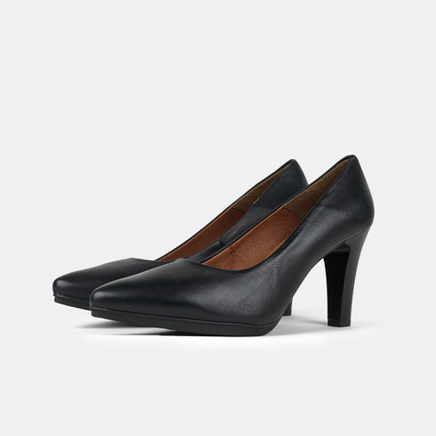 Sapatos de salto 8cm de pele preta Tania