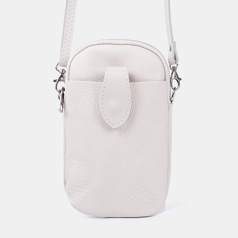 Bolsas para telemóvel em pele bege Cíntia
