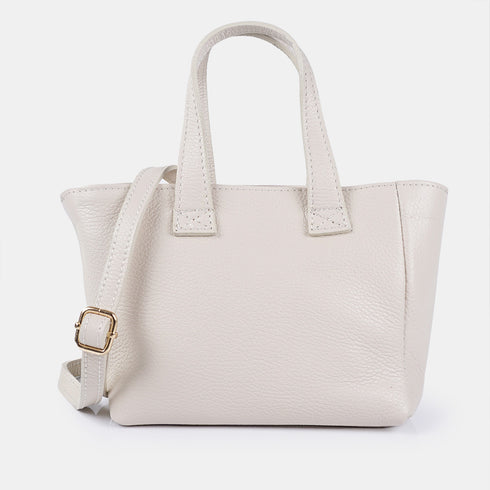 Bolsa de ombro de senhora em pele com alça de mão bege Helia