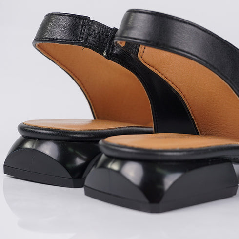 Sapatos rasos de pele pretos Beatriz para mulher
