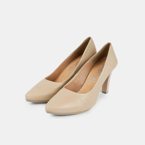 Sapatos de salto 8cm em pele bege Tania