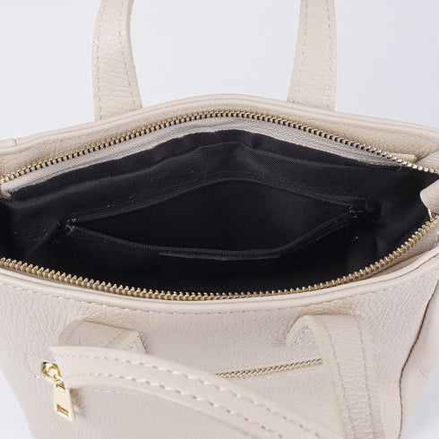 Bolsa de ombro de senhora em pele com alça de mão bege Helia