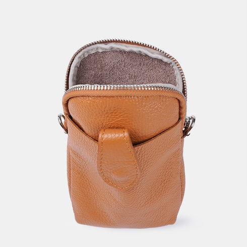 Bolsas para telemóvel em pele castanha Cintia