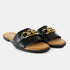 Sandalias de mujer de piel con adorno negro Charo