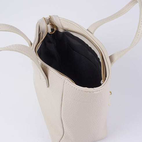 Bolsa de ombro de senhora em pele com alça de mão bege Helia