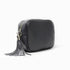 Bolso de Piel bandolera cuadrado Azul Marino con pompón de mujer Cristin