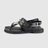 Sandalias planas de mujer de piel negro Sami