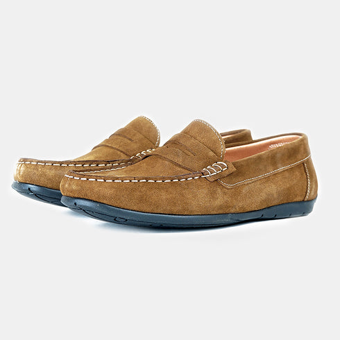 Mocassins de pele de camurça para homem Luigi Castanho