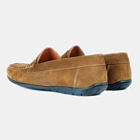 Mocassins de pele de camurça para homem Luigi Castanho