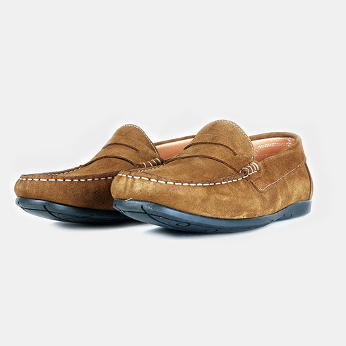 Mocassins de pele de camurça para homem Luigi Castanho