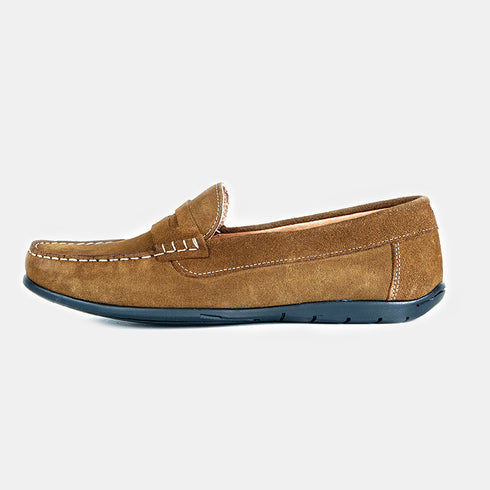 Mocassins de pele de camurça para homem Luigi Castanho