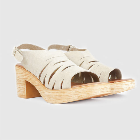 Sandálias de cunha de esparto Shirly (Beige)