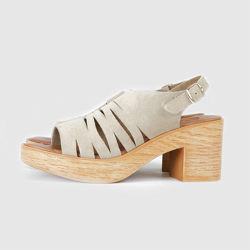 Sandálias de cunha de esparto Shirly (Beige)