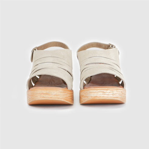 Sandálias de cunha de esparto Shirly (Beige)