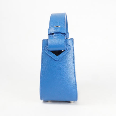 Bolso de mano de piel y rafia para mujer Pandorina Azul Klein
