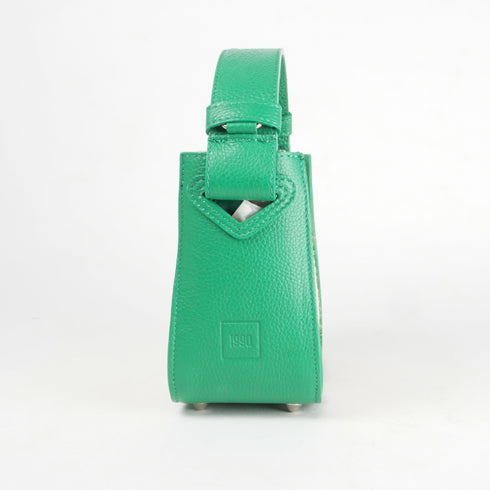 Mala de mão de pele e ráfia para senhora Pandorina Verde