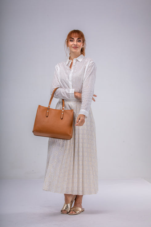 Bolso shopper tote de piel marrón Hayley