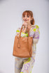 Mala tote de pele lisa de mulher castanha primavera Stella