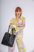 Mala tote de pele lisa para mulher preta primavera Stella