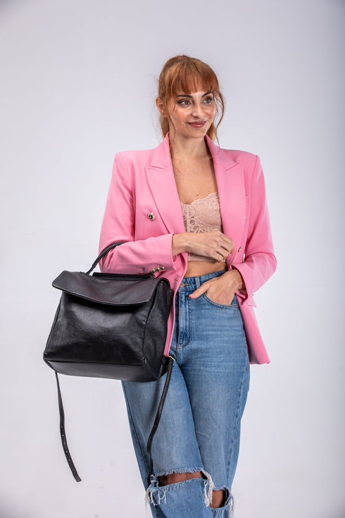 Mochila de piel para mujer negro Bora